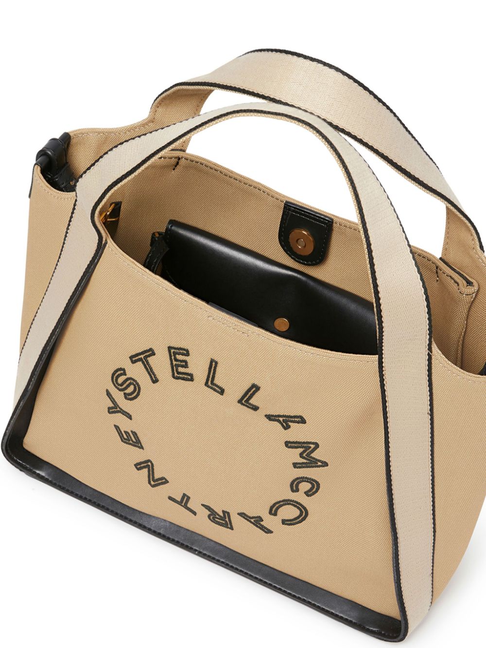 Shop Stella Mccartney Logo-embroidered Canvas Tote Bag In Neutrals