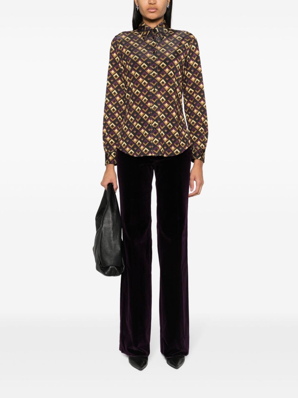 Shop Barbara Bui Geometric-print Long-sleeve Shirt In Violett