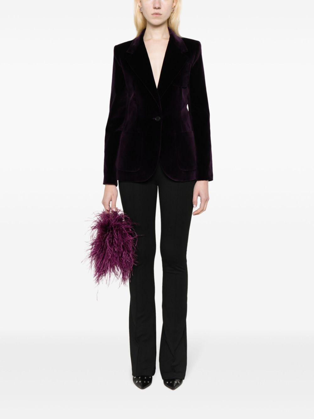 Shop Barbara Bui Single-breasted Velvet Blazer In Purple