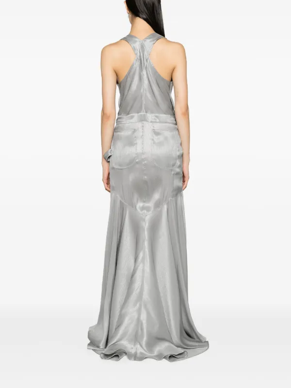 MOSCHINO JEANS high shine floor length Dress Silver FARFETCH AE