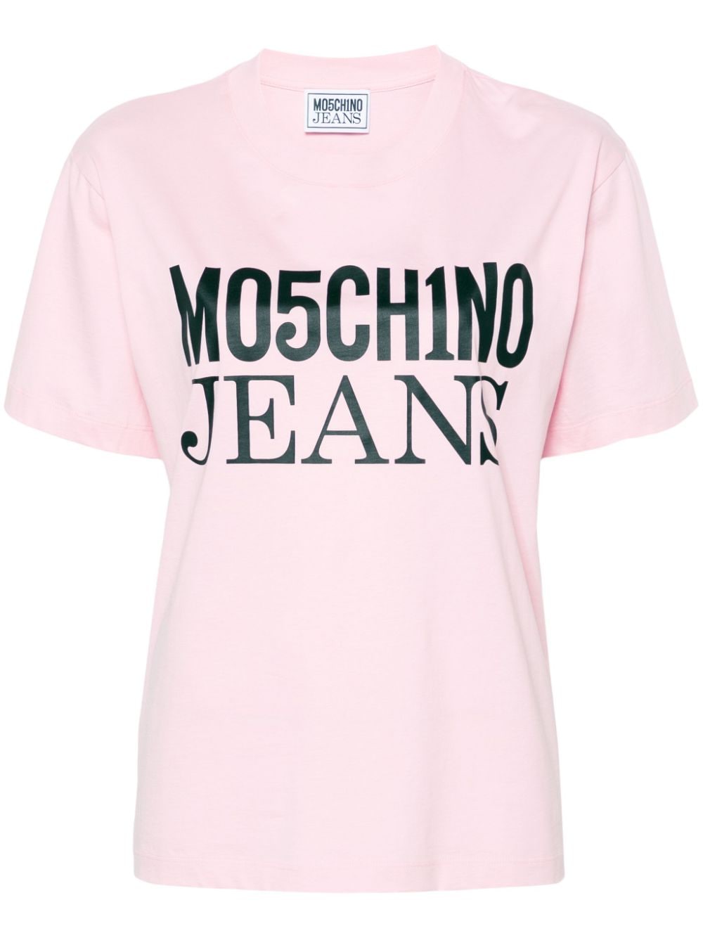 MOSCHINO JEANS Katoenen T-shirt met logoprint Roze