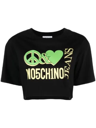 Tシャツ・カットソー MOSCHINO JEANS Woman T-Shirt Black 12043759 0555 Moschino Jeans Logo-Print T-Shirt - Black | Editorialist