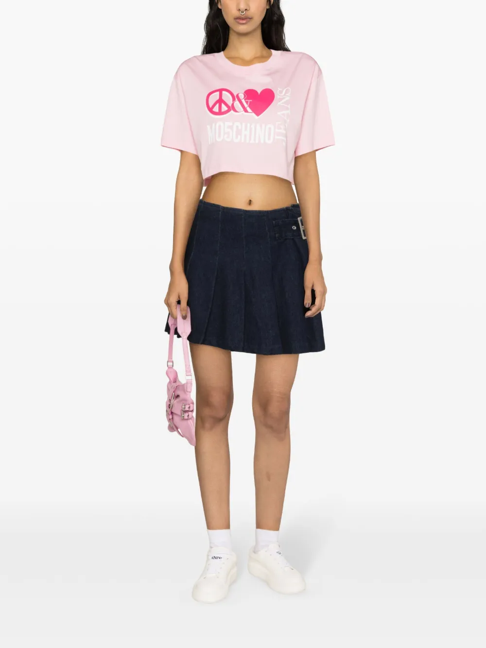 MOSCHINO JEANS T-shirt met logoprint - Roze
