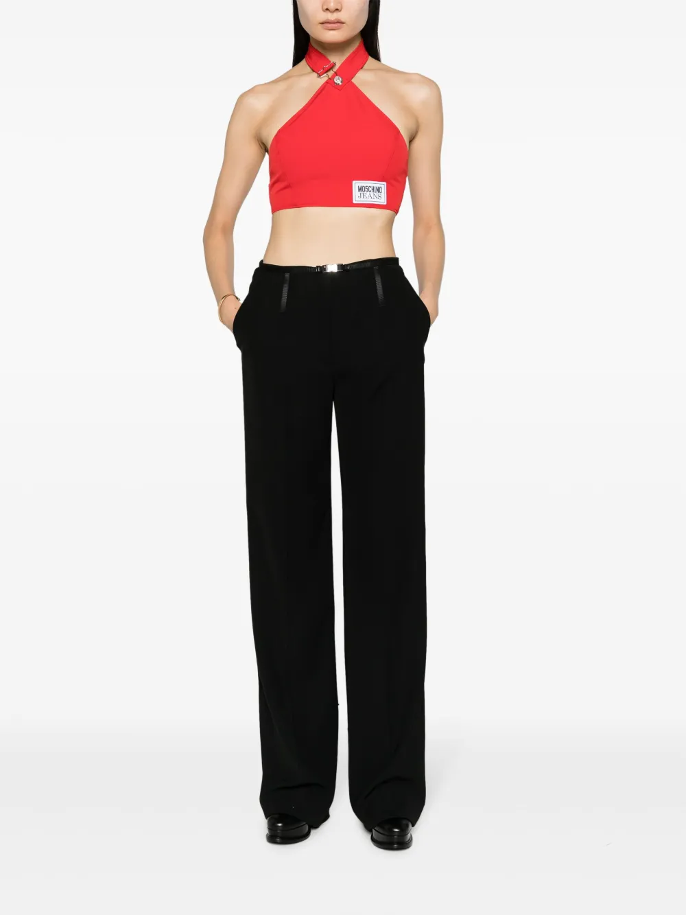 MOSCHINO JEANS Top met logopatch - Rood