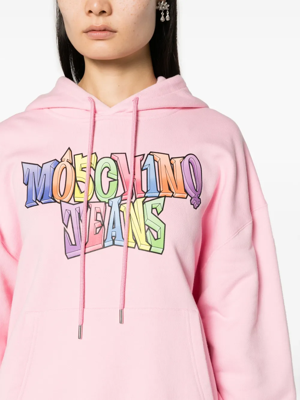 MOSCHINO JEANS Hoodie met logoprint Roze