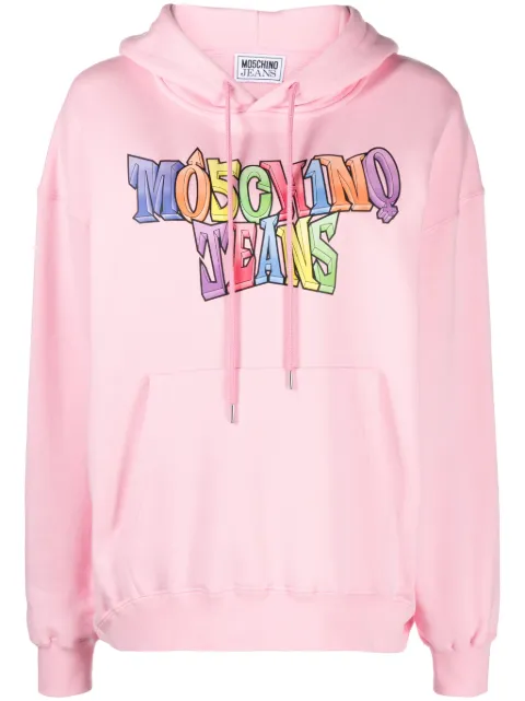 MOSCHINO JEANS logo-print cotton hoodie