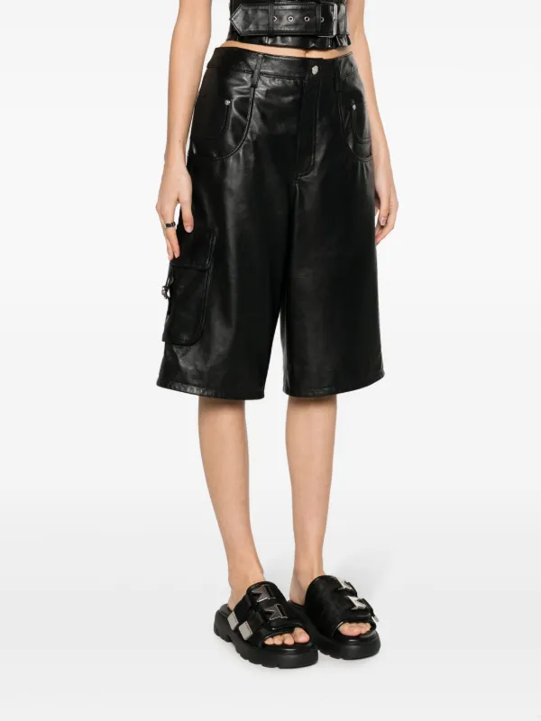 MOSCHINO JEANS レザー ハーフパンツ | ブラック | FARFETCH JP