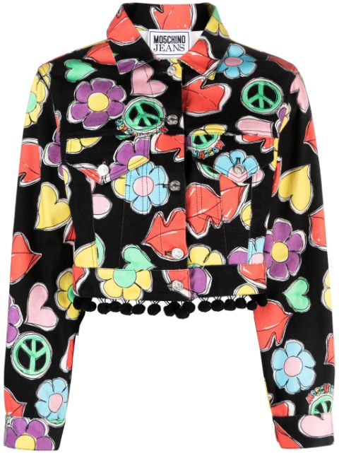 MOSCHINO JEANS graphic-print cropped jacket