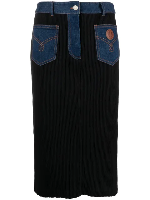 MOSCHINO JEANS 高腰罗纹铅笔半身裙