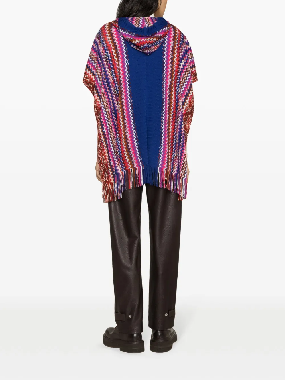 Missoni Signature-zigzag Hooded Cape In Blue