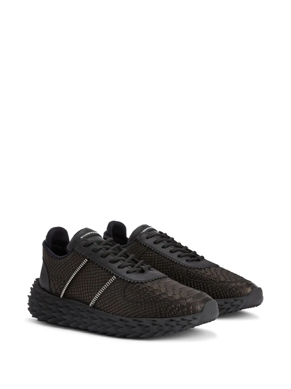 Giuseppe Zanotti Urchin leren sneakers met slangenleer-effect - Zwart