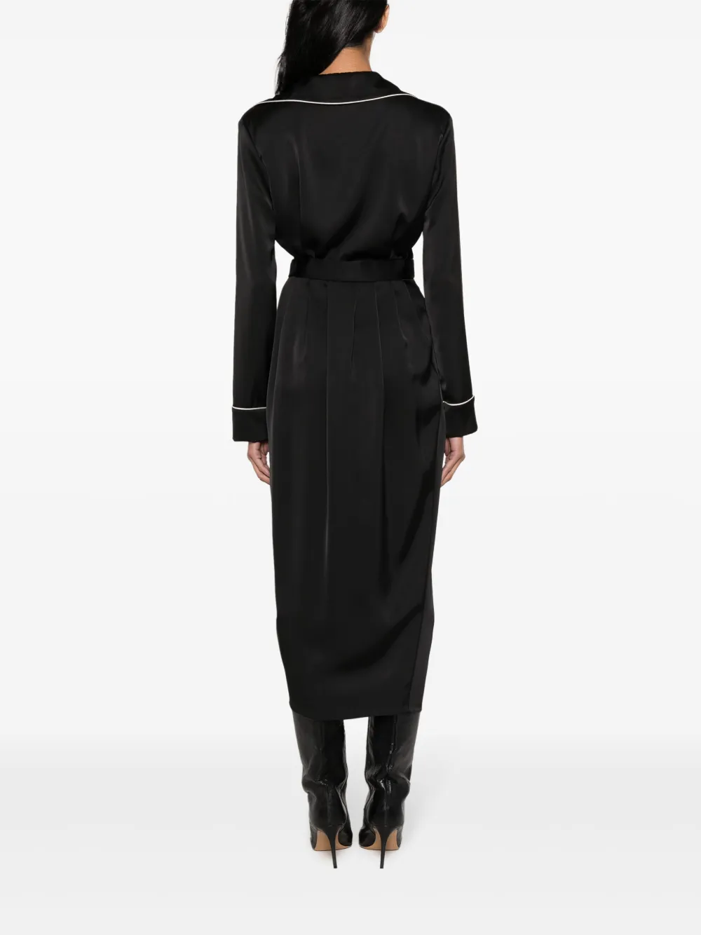 Shop Philosophy Di Lorenzo Serafini Contrasting-trim Wrap Midi Dress In Black