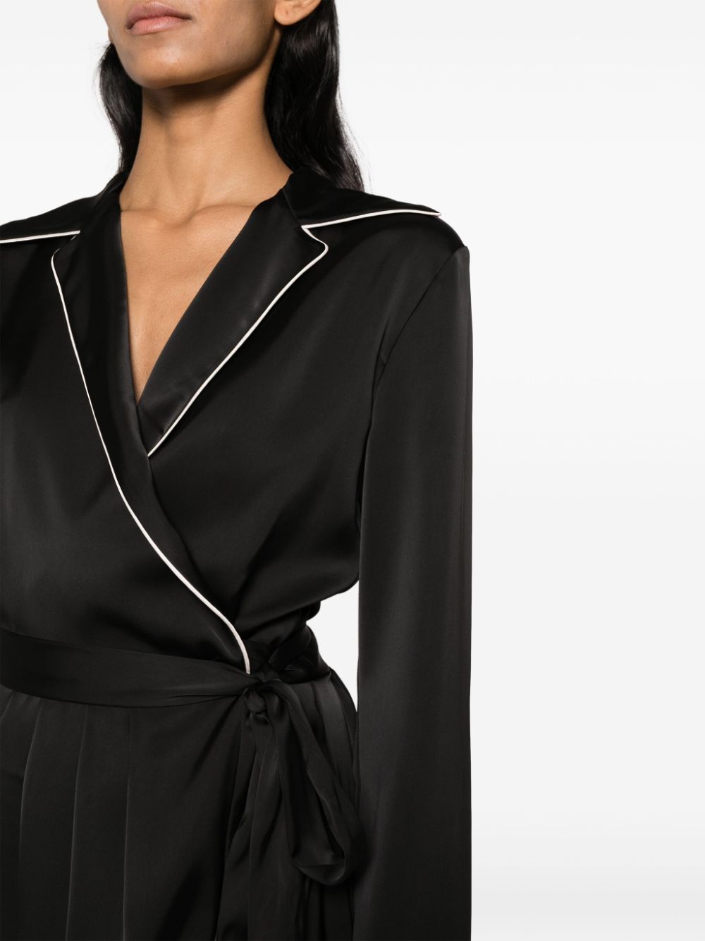 Shop Philosophy Di Lorenzo Serafini Contrasting-trim Wrap Midi Dress In Black