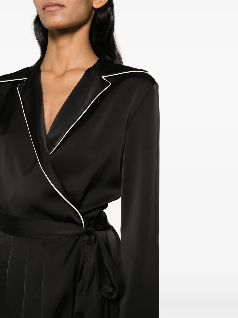 Philosophy Di Lorenzo Serafini Contrasting-trim Wrap Midi Dress In Black