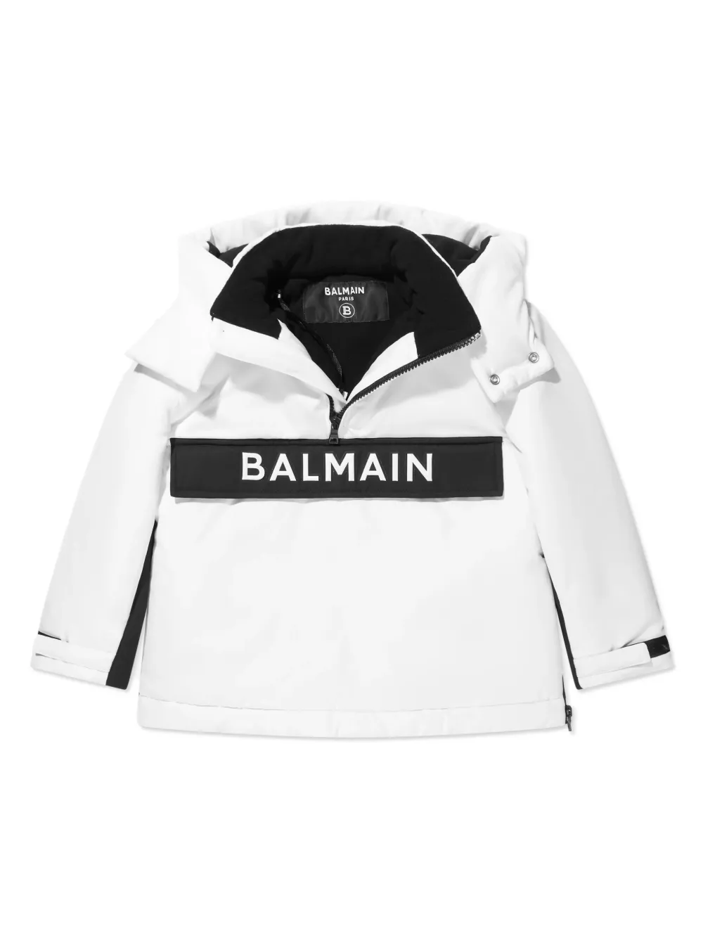 Shop Balmain Logo-print Padded Ski Jacket In White