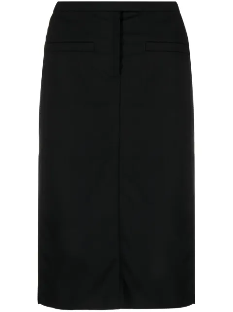 Courrèges logo-appliqué high-waist midi skirt