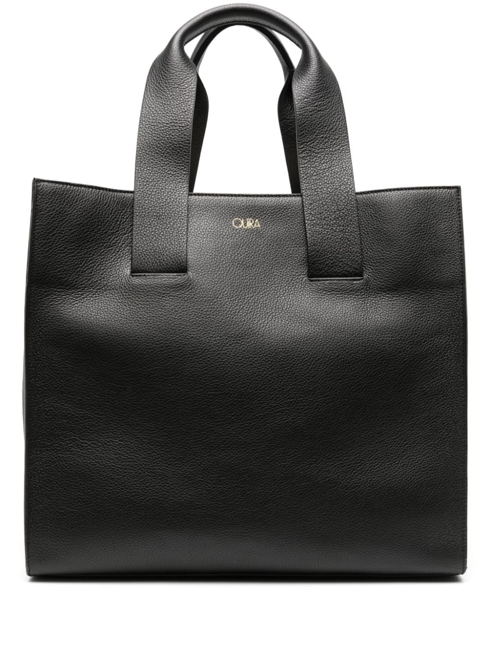 Quira Pandora Rectangle-shape Leather Tote Bag In Black