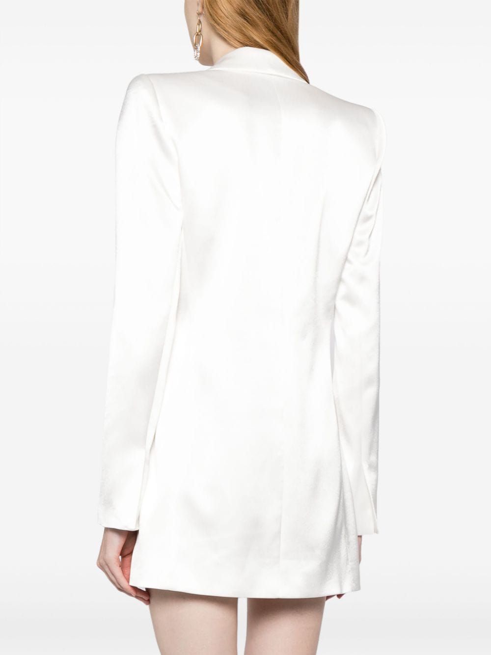 Shop Galvan Satin Blazer Minidress In White