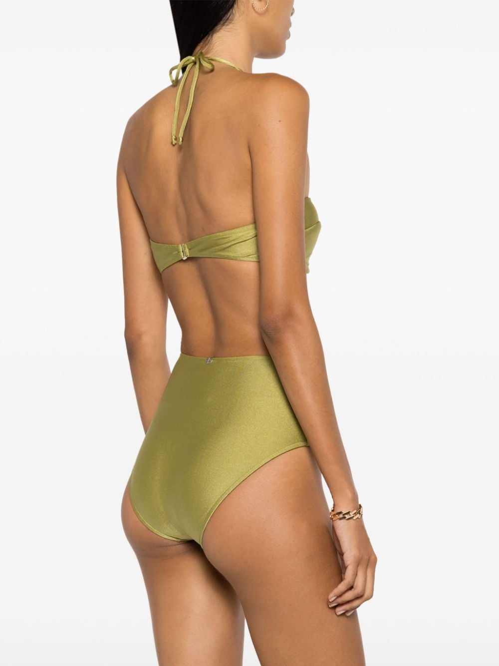 Shop Adriana Degreas Logo-charm Cut-out Swimsuit In Green