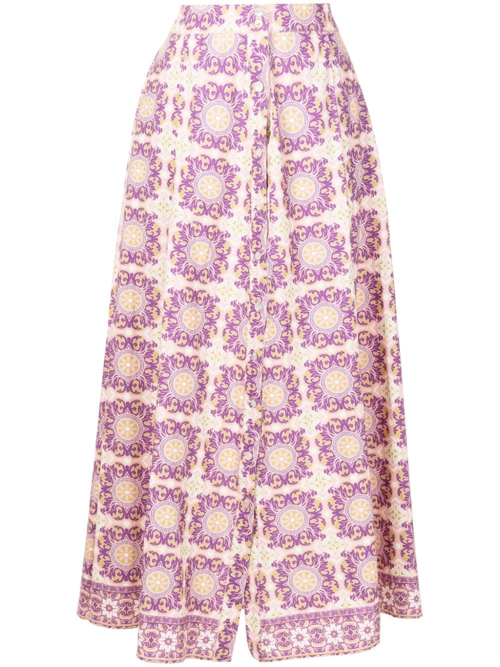 Adriana Degreas graphic-print cotton skirt - Purple