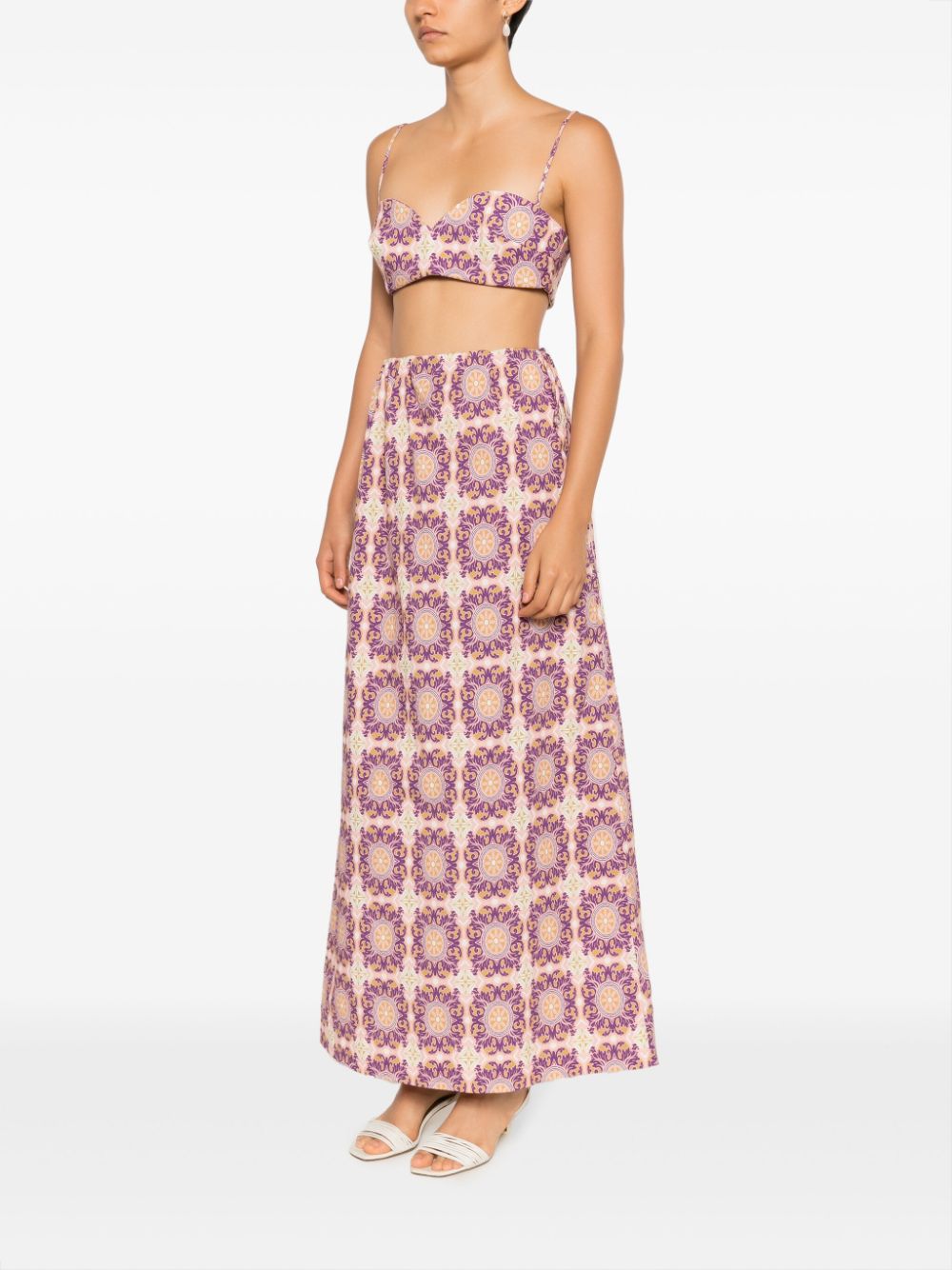 Shop Adriana Degreas Graphic-print Maxi Skirt Set In Purple