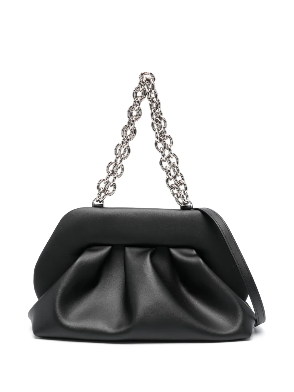 Themoirè Tia Coffee Faux-leather Clutch Bag In Black