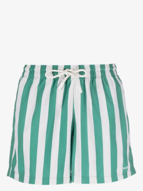Sunnei shorts de playa con logo estampado y motivo de rayas