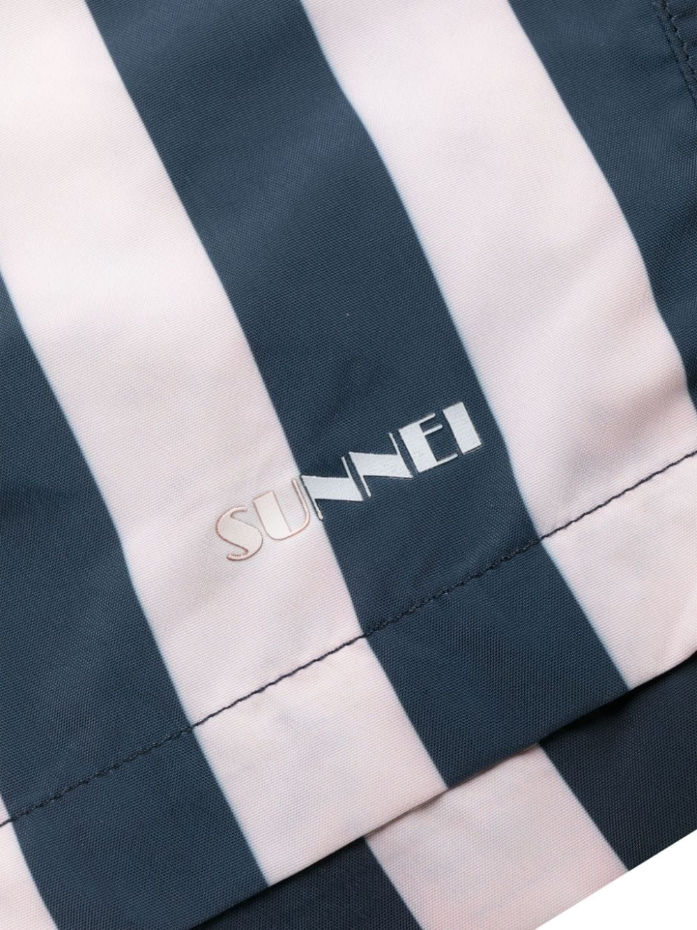 Shop Sunnei Logo-print Striped Swim Shorts In Blau