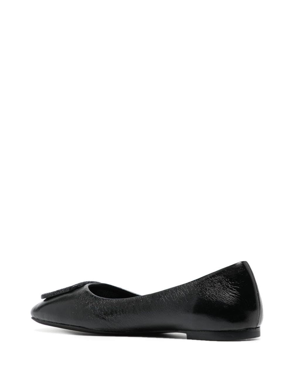 Shop Tory Burch Gerogia Pavé Leather Ballerina Shoes In Black