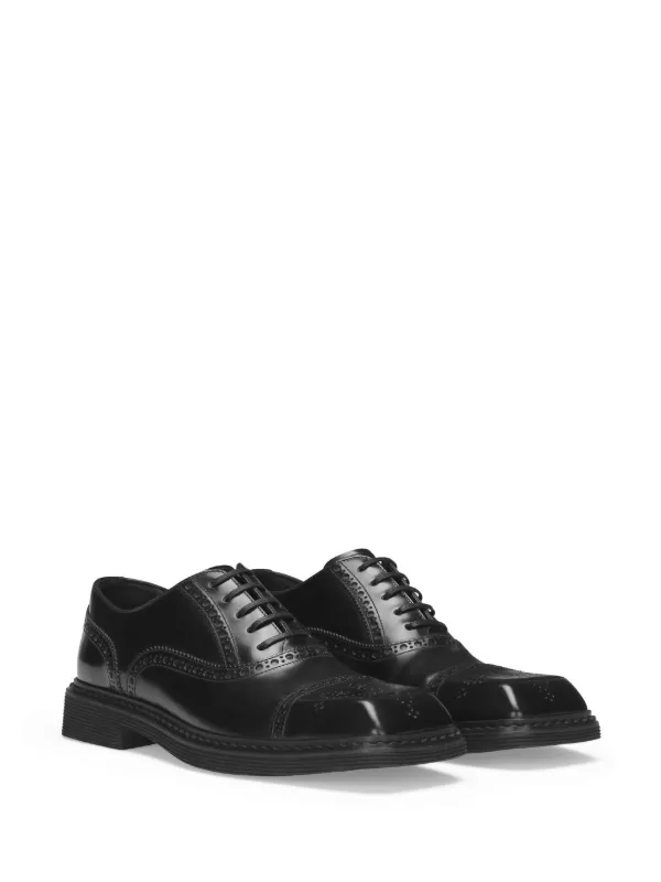 Dolce Gabbana square-toe Leather Derby Shoes Black FARFETCH IN