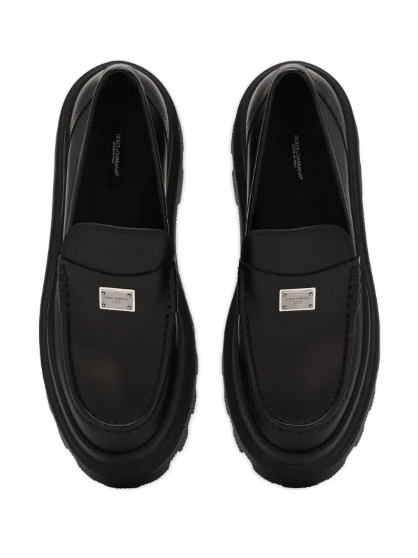 Dolce & Gabbana logo-plaque Leather Loafers | Black | FARFETCH