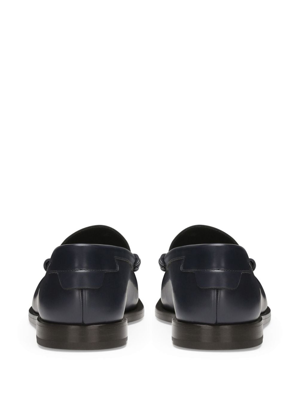 Shop Dolce & Gabbana Logo-plaque Leather Loafers In Blue