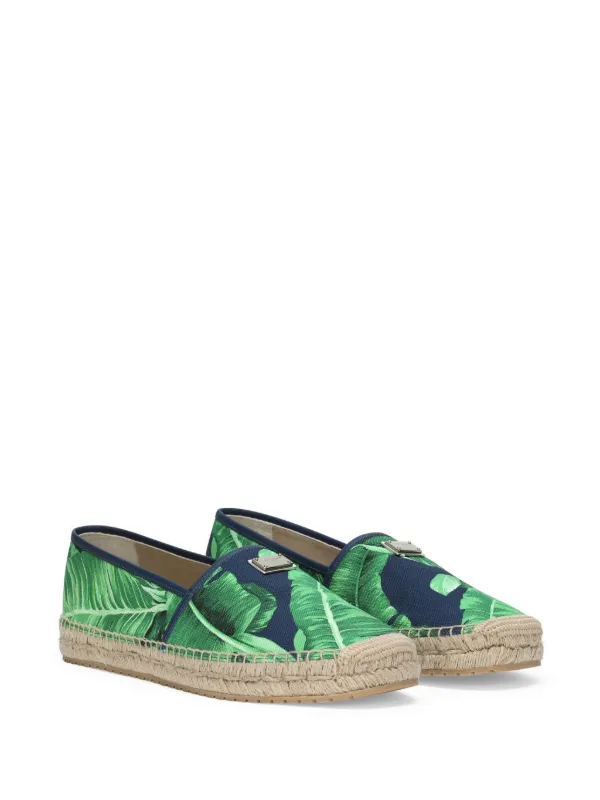Dolce & Gabbana leaf-print Canvas Espadrilles | Blue | FARFETCH UK