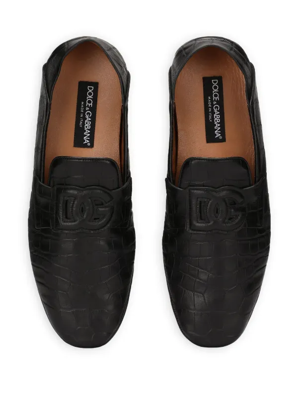 MENS EMBOSSED LOAFERS / BLACK CROCODILE Men's Luxury Crocodile