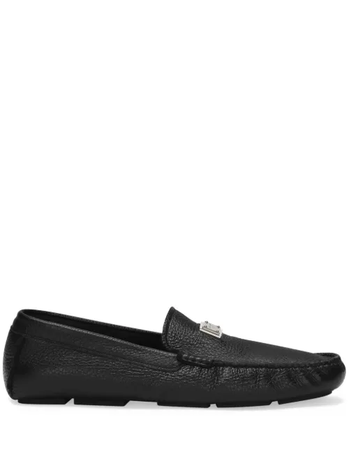 Mocassins en cuir à plaque logo - Dolce & Gabbana - Modalova
