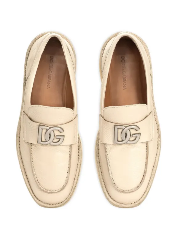 Dolce & Gabbana logo-plaque Leather Loafers | Neutrals  display picture 3