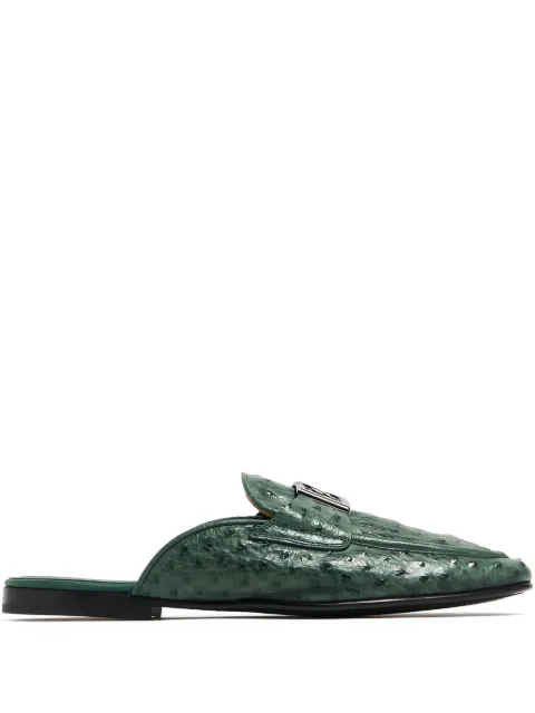 Dolce & Gabbana ostrich-leather DG mules