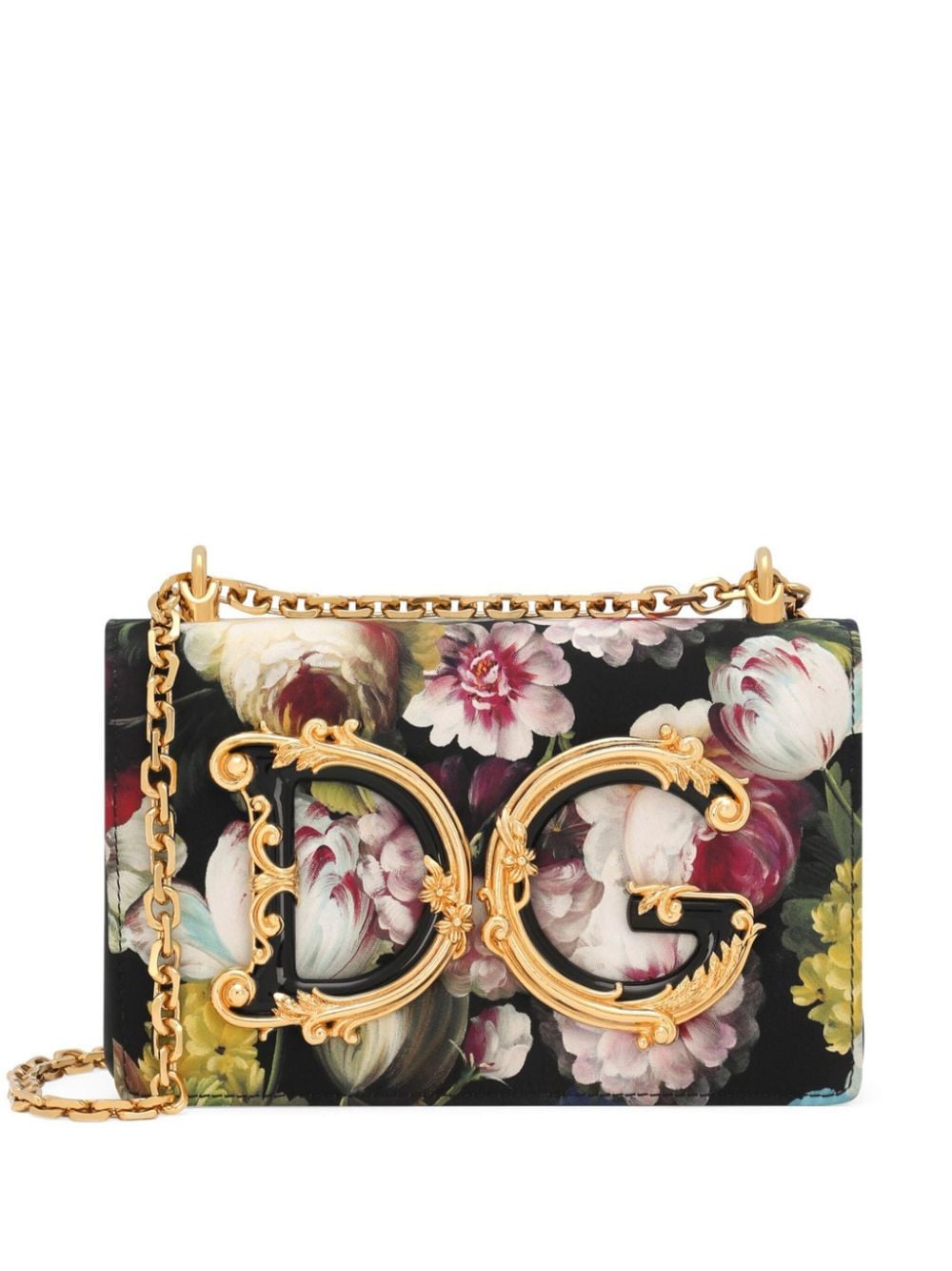 Dolce & Gabbana Dg Girls Floral-print Shoulder Bag In Black