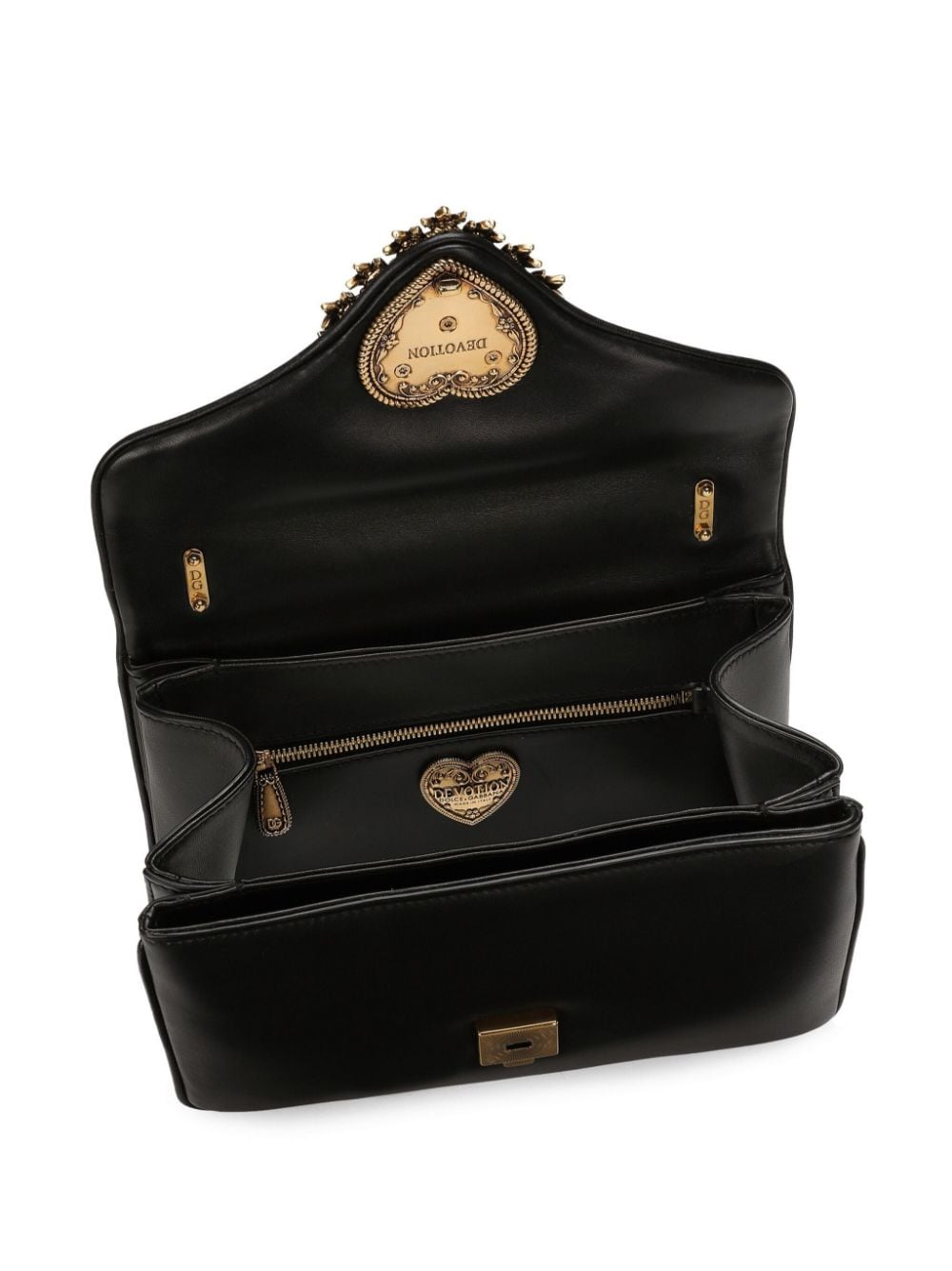 Shop Dolce & Gabbana Medium Devotion Leather Crossbody Bag In Black