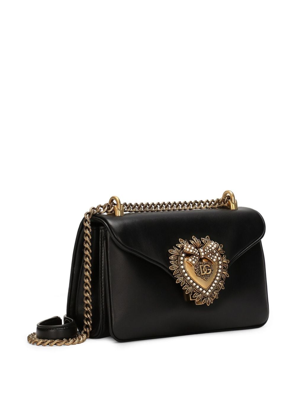 Shop Dolce & Gabbana Medium Devotion Leather Crossbody Bag In Black