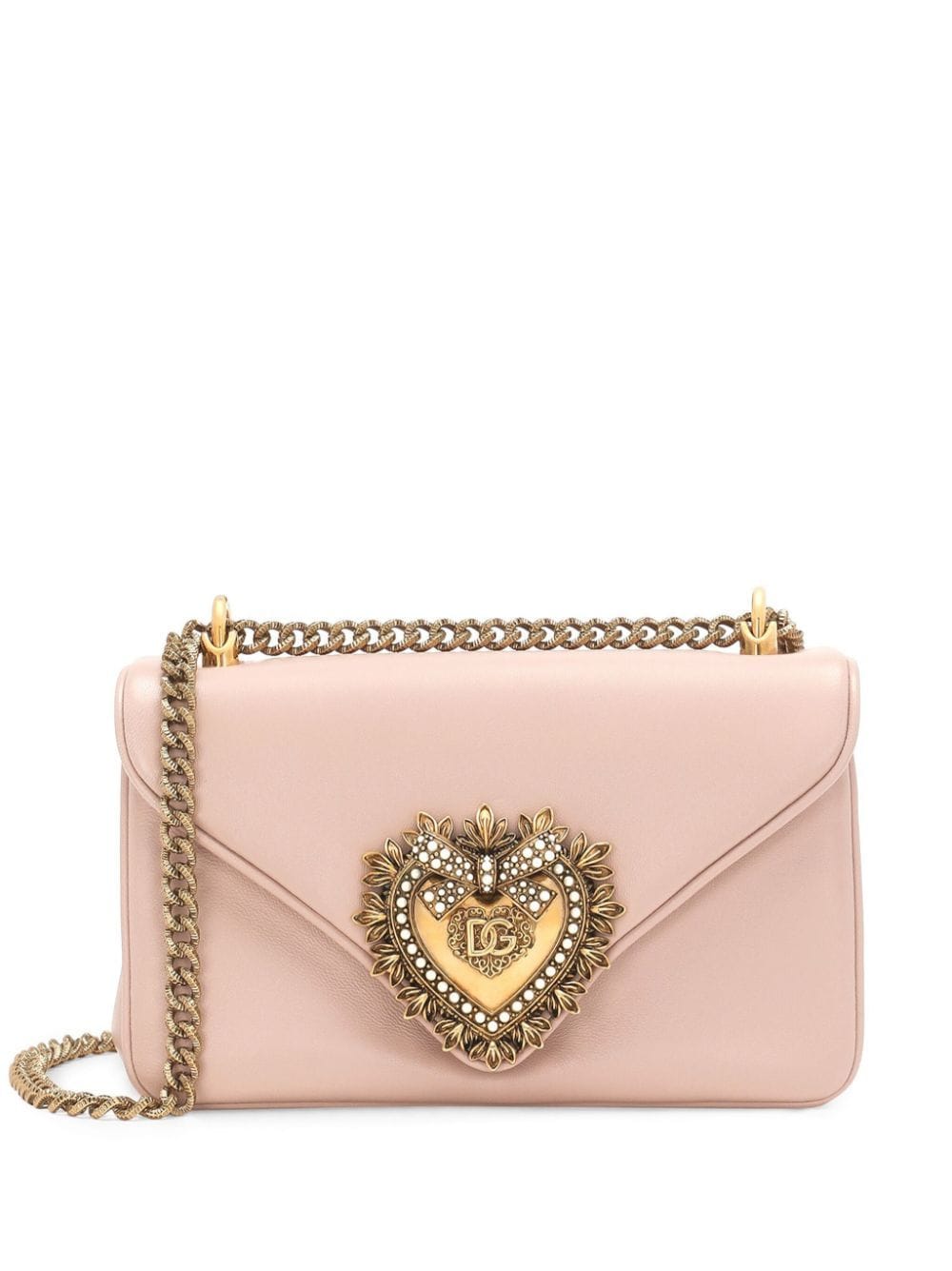 Dolce & Gabbana Medium Devotion Leather Crossbody Bag In Pink