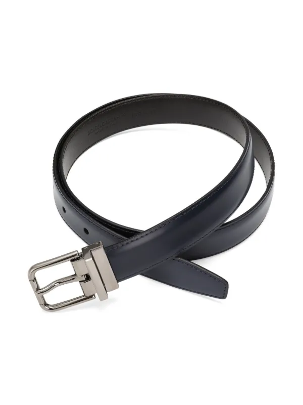 Dolce Gabbana logo-print Leather Belt Blue FARFETCH IN