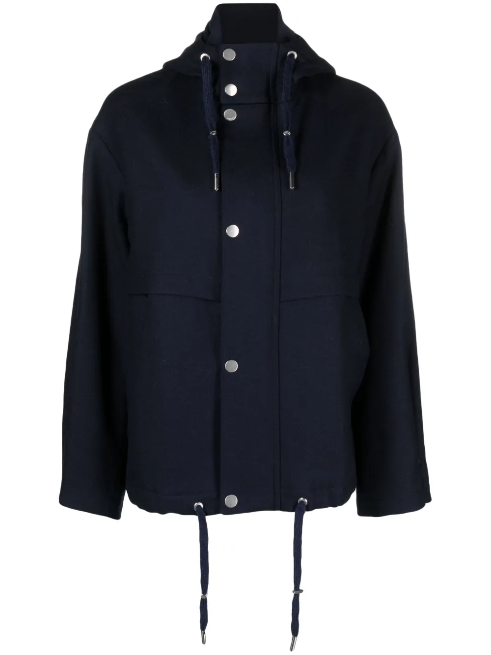 AMI ALEXANDRE MATTIUSSI DRAWSTRING-HOOD VIRGIN WOOL JACKET