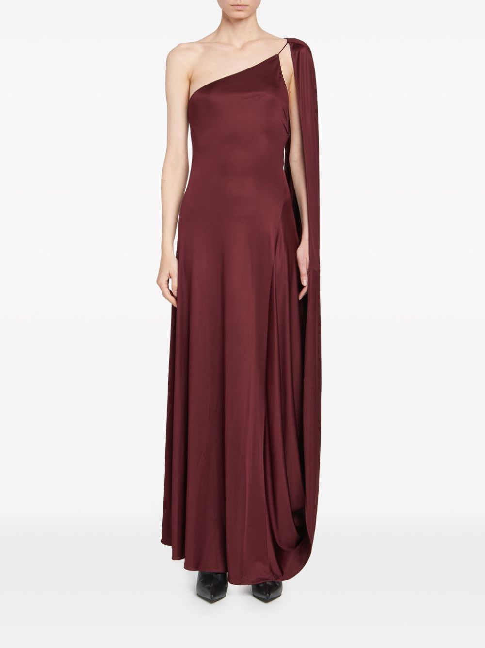 Shop Stella Mccartney Asymmetric Satin One-shoulder Dress In Red
