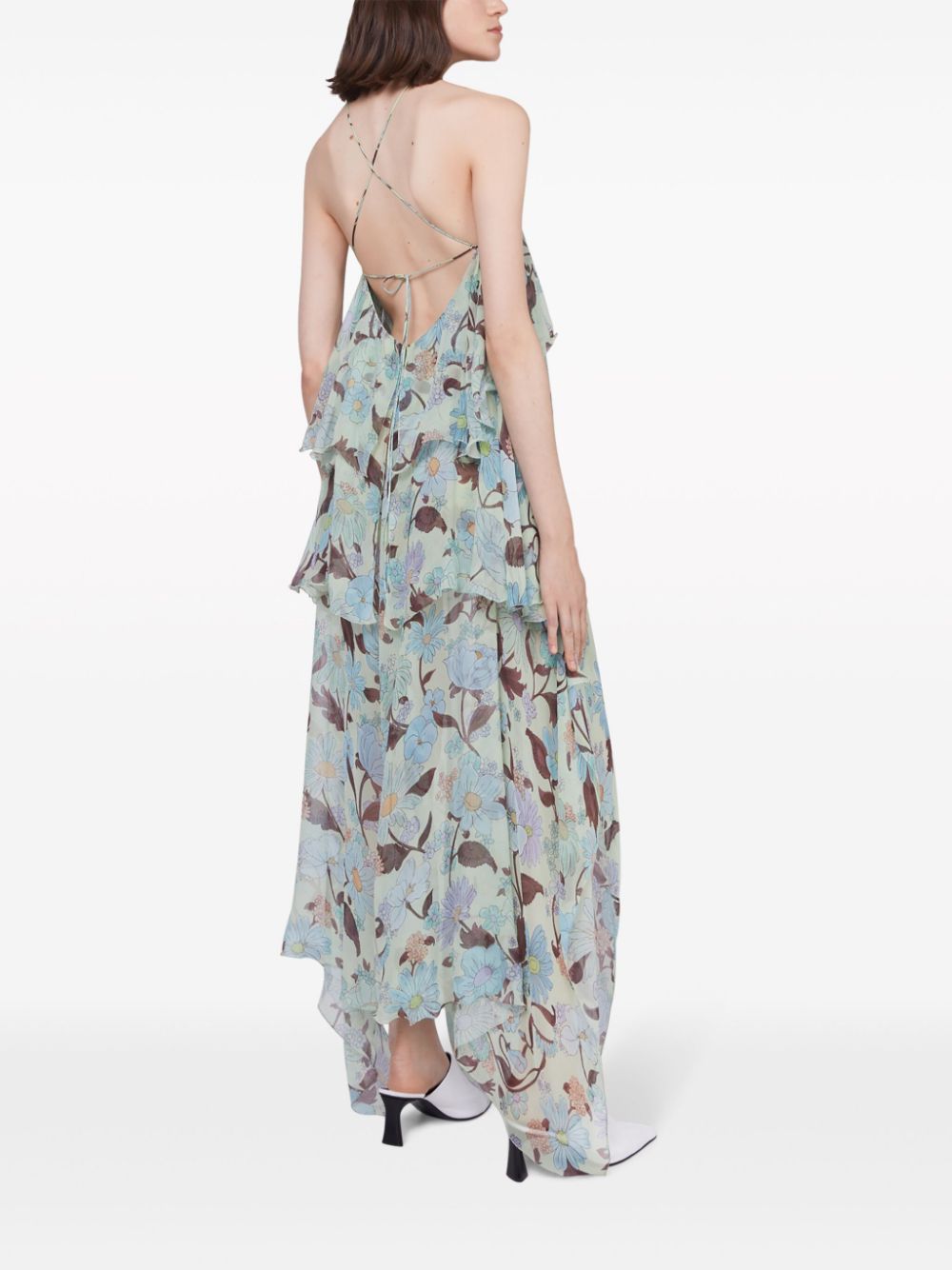 Stella McCartney Zijden jurk met print Groen