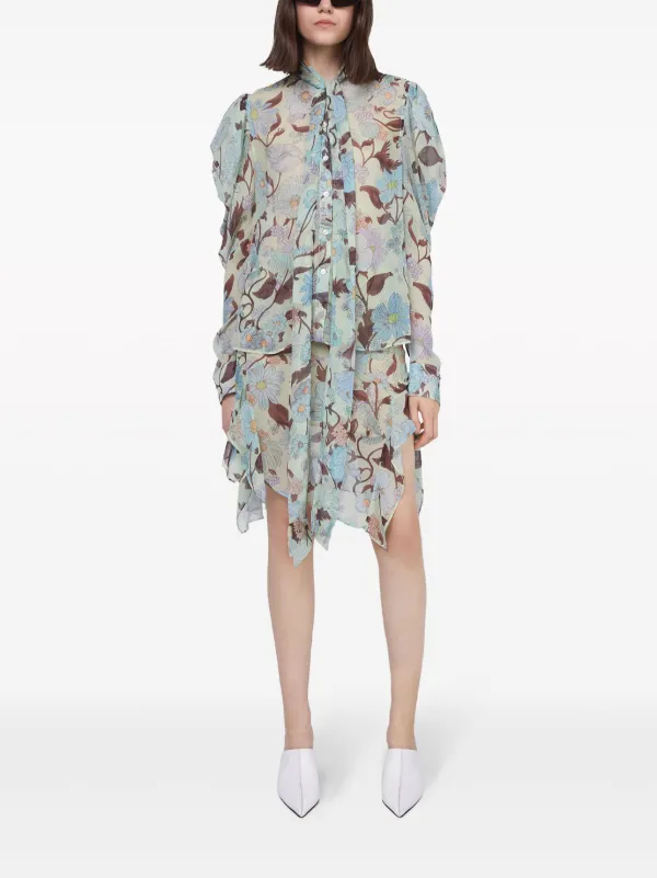 【送料&関税込】Stella McCartney lady Garden Chiffon Silk Dr Stella McCartney Lady Garden-print Silk Chiffon Skirt | Blue