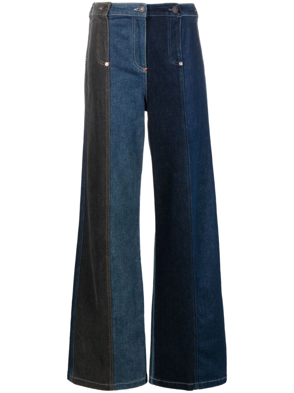 Shop Moschino Jeans High-waisted Wide-leg Jeans In Blue