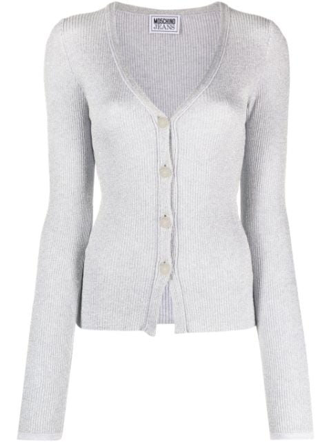 MOSCHINO JEANS V-neck ribbed cardigan