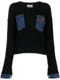 MOSCHINO JEANS patchwork ribbed jumper - Black