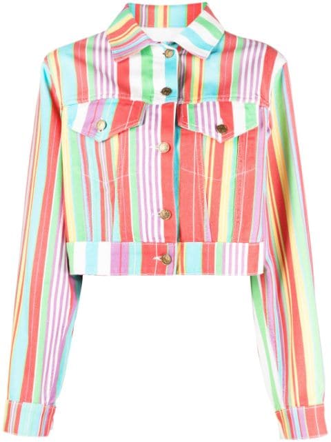 MOSCHINO JEANS striped cropped cotton jacket